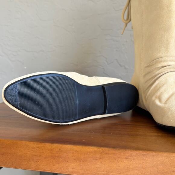 Cream suede leather lace back detail boots size‎ 8.5 pull on - Picture 5 of 5